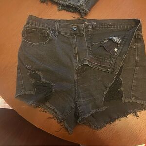 Rebel Yell Charcoal Distressed Jean Shorts